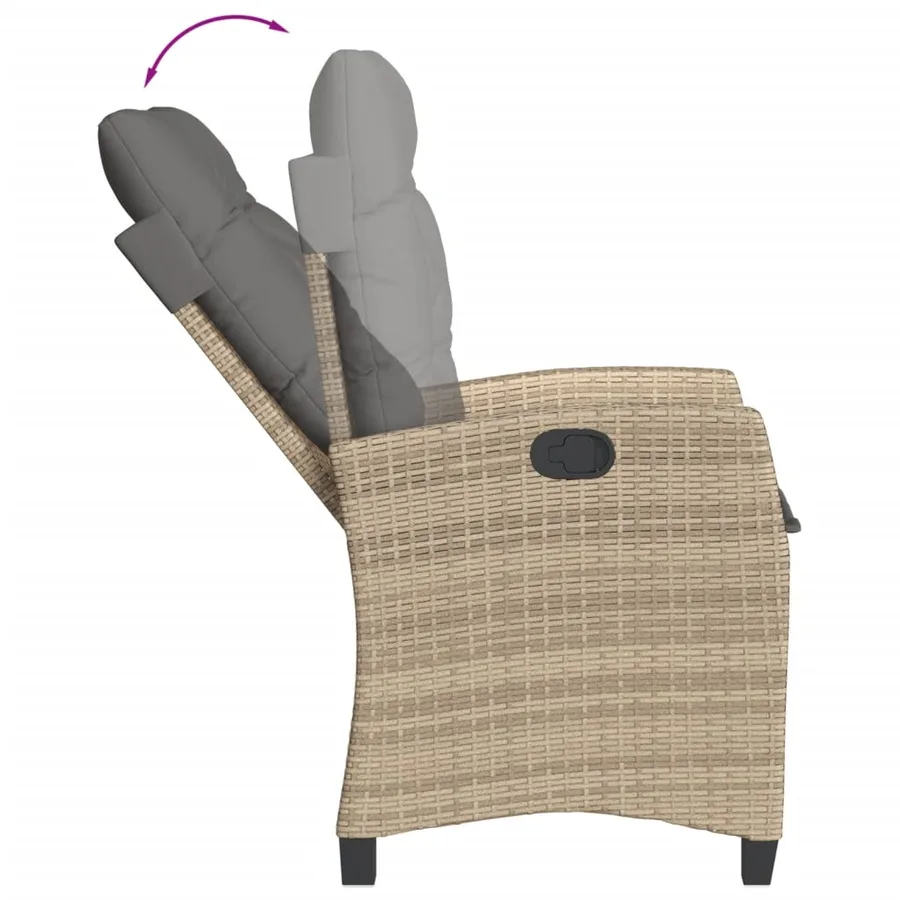 Ensemble à manger de jardin avec coussins 5pcs Beige poly rotin - 4