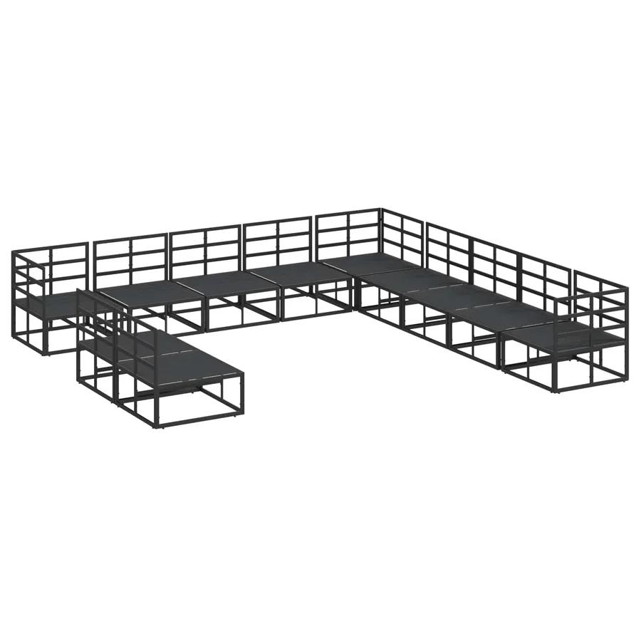 Ensemble de canapé de jardin avec coussin 11 pcs Noir Aluminium - 7