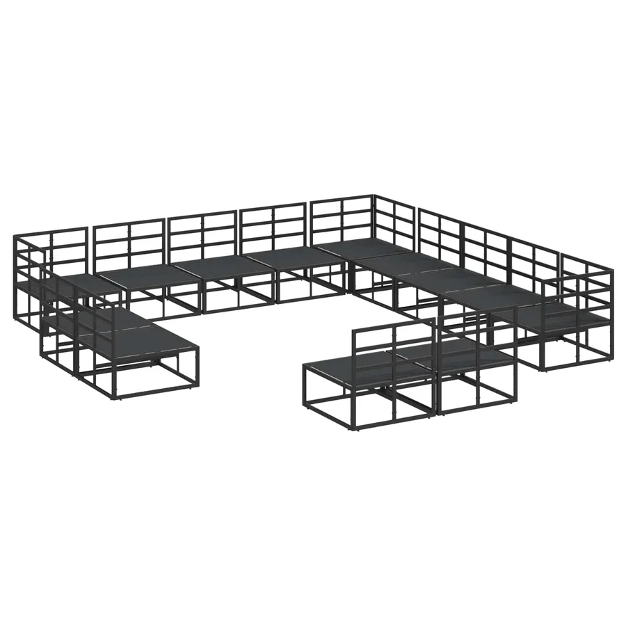 Ensemble de canapé de jardin avec coussin 13 pcs Noir Aluminium - 5
