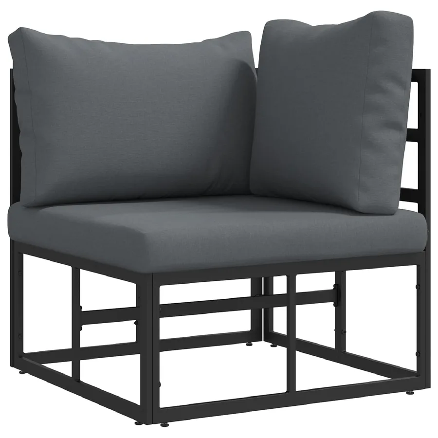 Ensemble de canapé de jardin avec coussin 13 pcs Noir Aluminium - 7