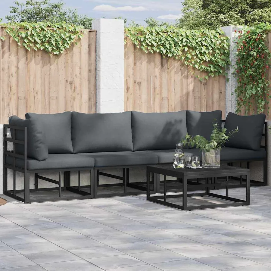 Ensemble de canapé de jardin 4 pcs Noir Métal
