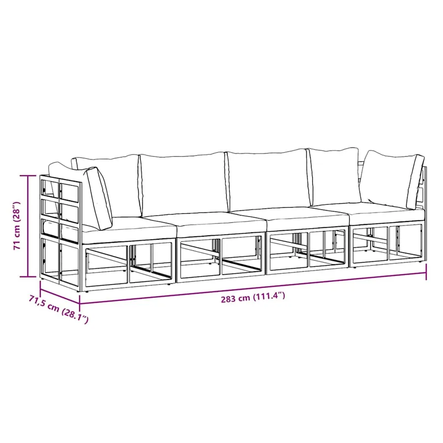 Ensemble de canapé de jardin 4 pcs Noir Métal - 13