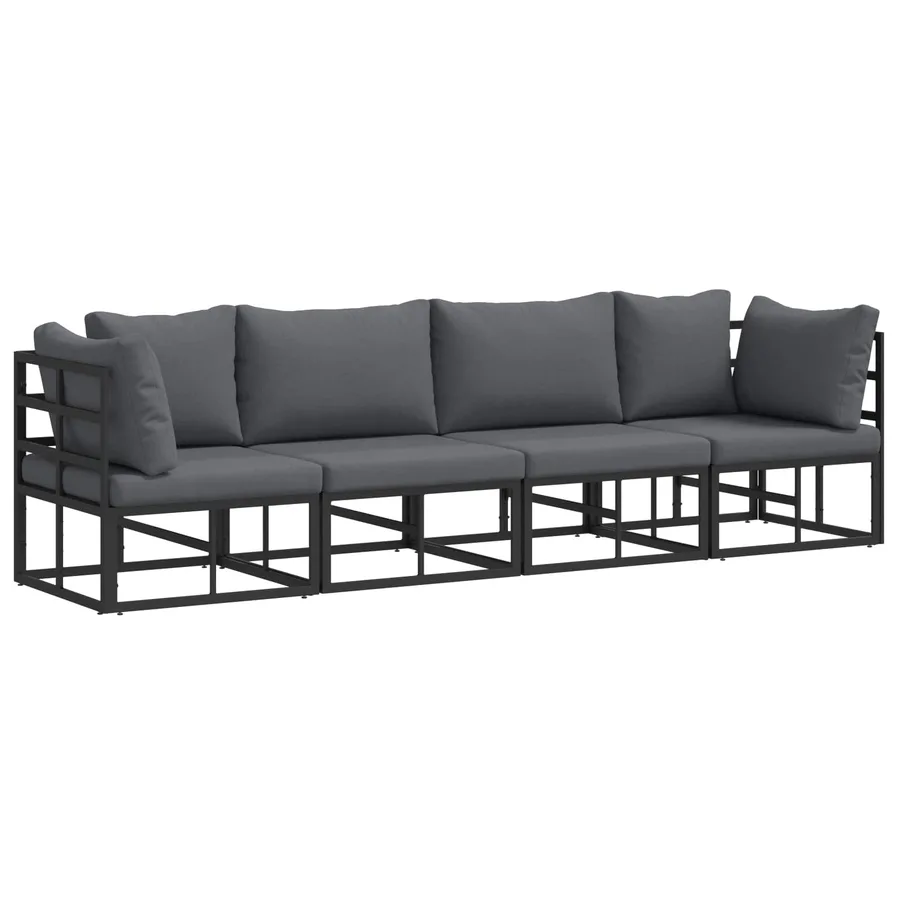 Ensemble de canapé de jardin 4 pcs Noir Métal - 2