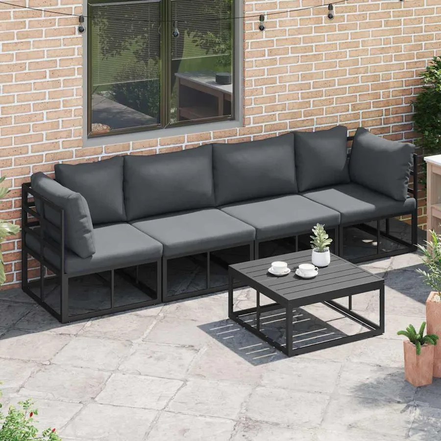 Ensemble de canapé de jardin 4 pcs Noir Métal - 3