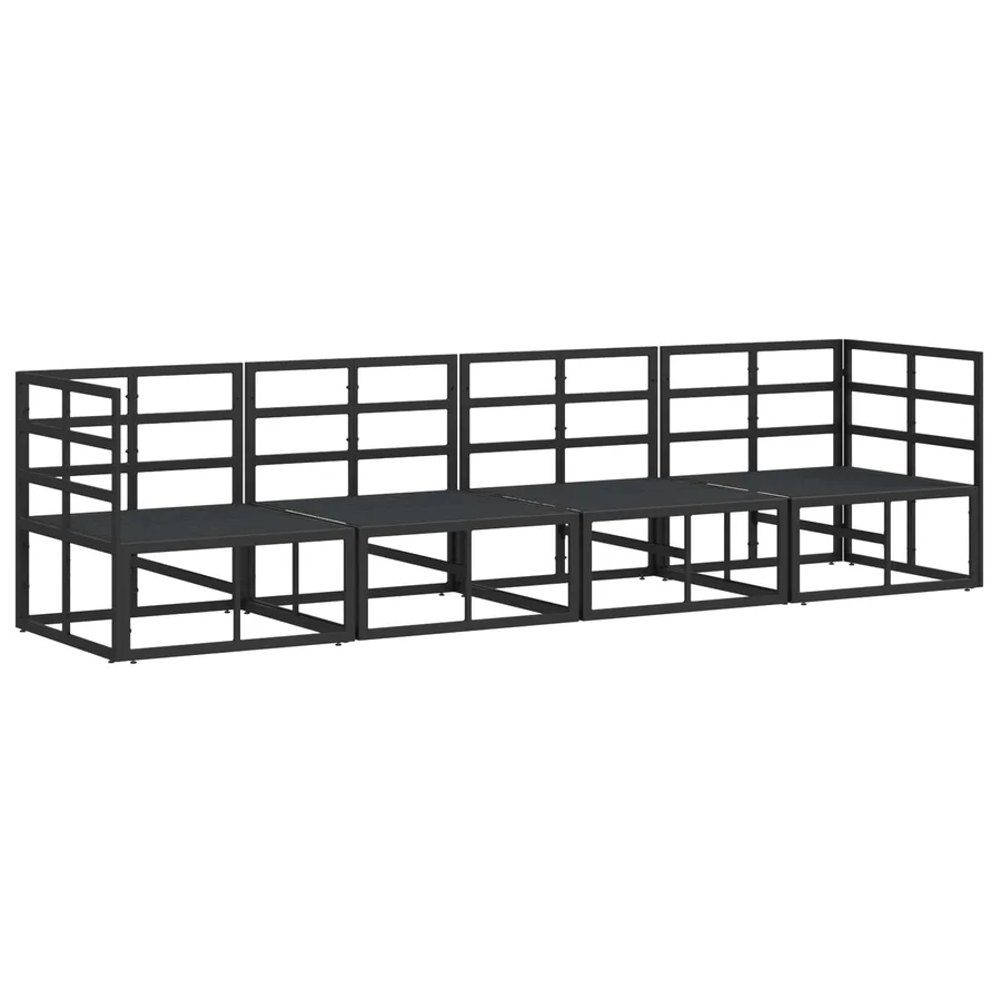 Ensemble de canapé de jardin 4 pcs Noir Métal - 5