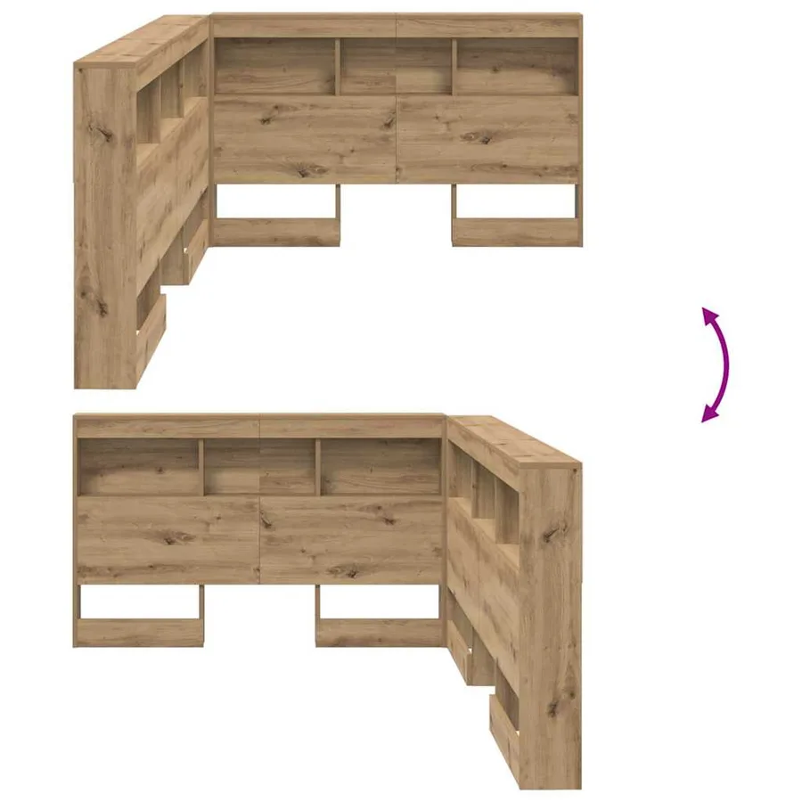 Tête de lit de rangement Chêne artisanal Bois d'ingénierie - 10