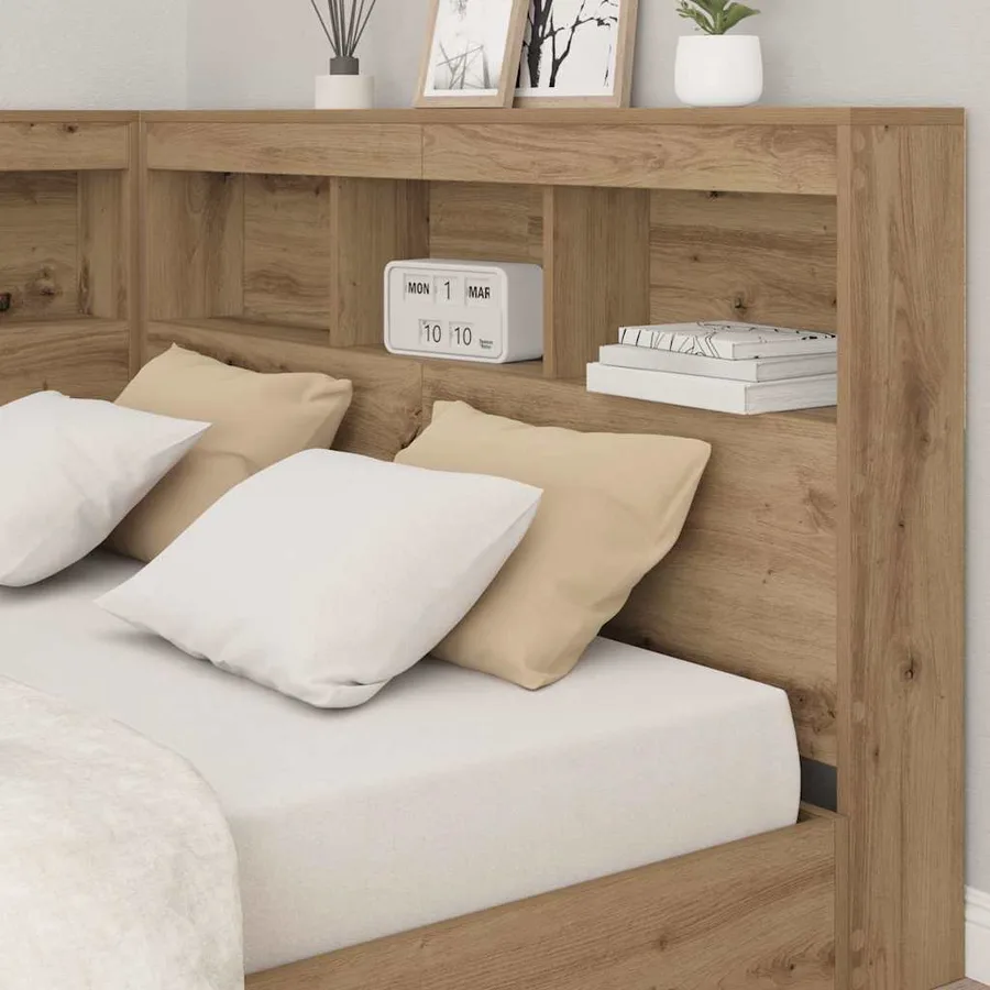 Tête de lit de rangement Chêne artisanal Bois d'ingénierie - 4