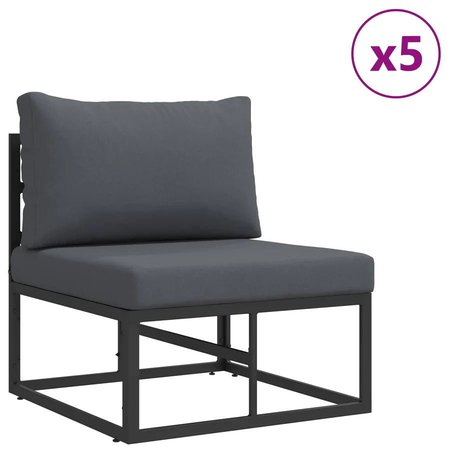 Ensemble de canapé de jardin avec coussin 9 pcs Noir Aluminium - 4