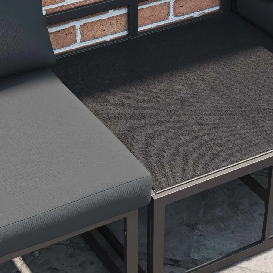 Ensemble de canapé de jardin avec coussin 9 pcs Noir Aluminium - 6