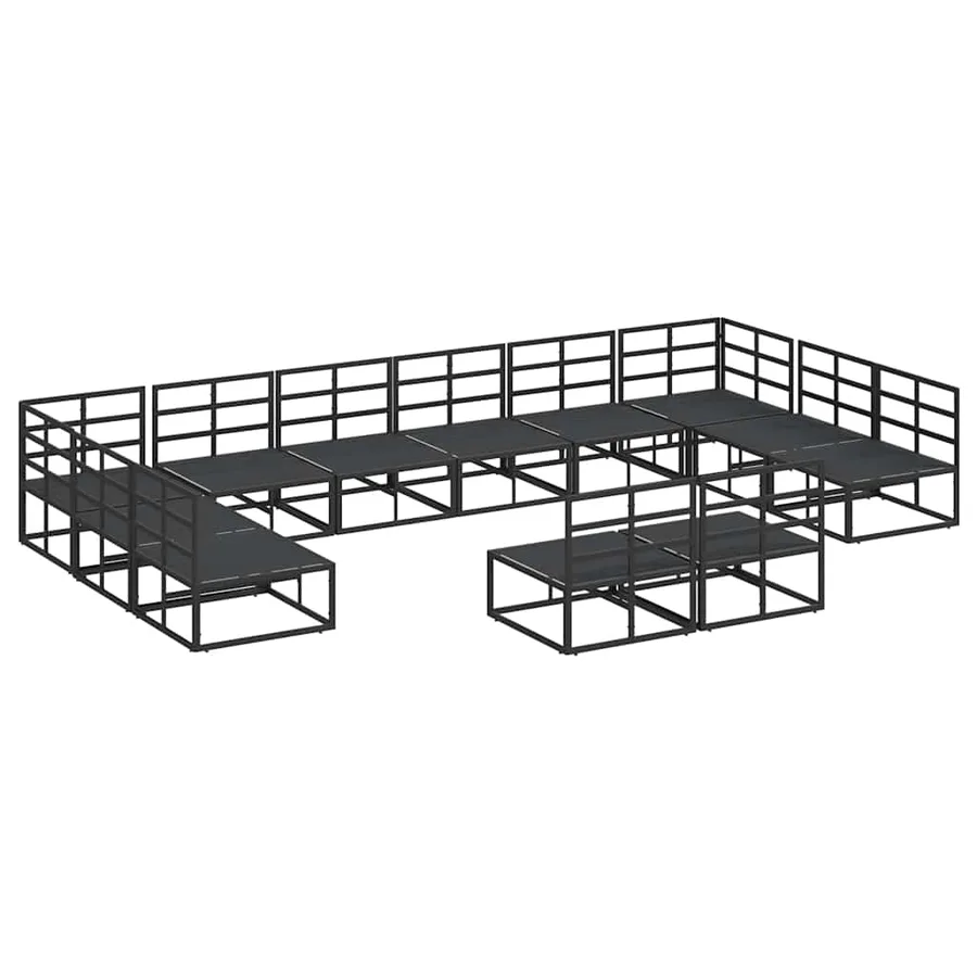 Ensemble de canapé de jardin avec coussin 12 pcs Noir Aluminium - 5