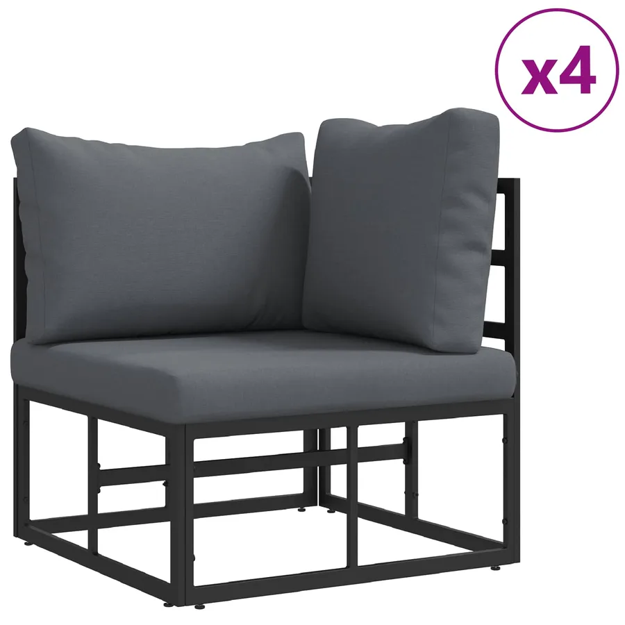 Ensemble de canapé de jardin avec coussin 8 pcs Noir Aluminium - 4