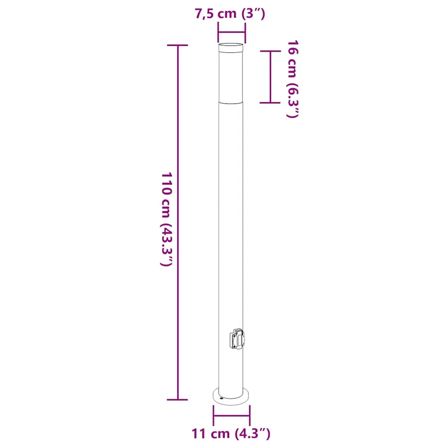 Borne lumineuse avec sortie 110 cm en acier inoxydable IP44 - 12