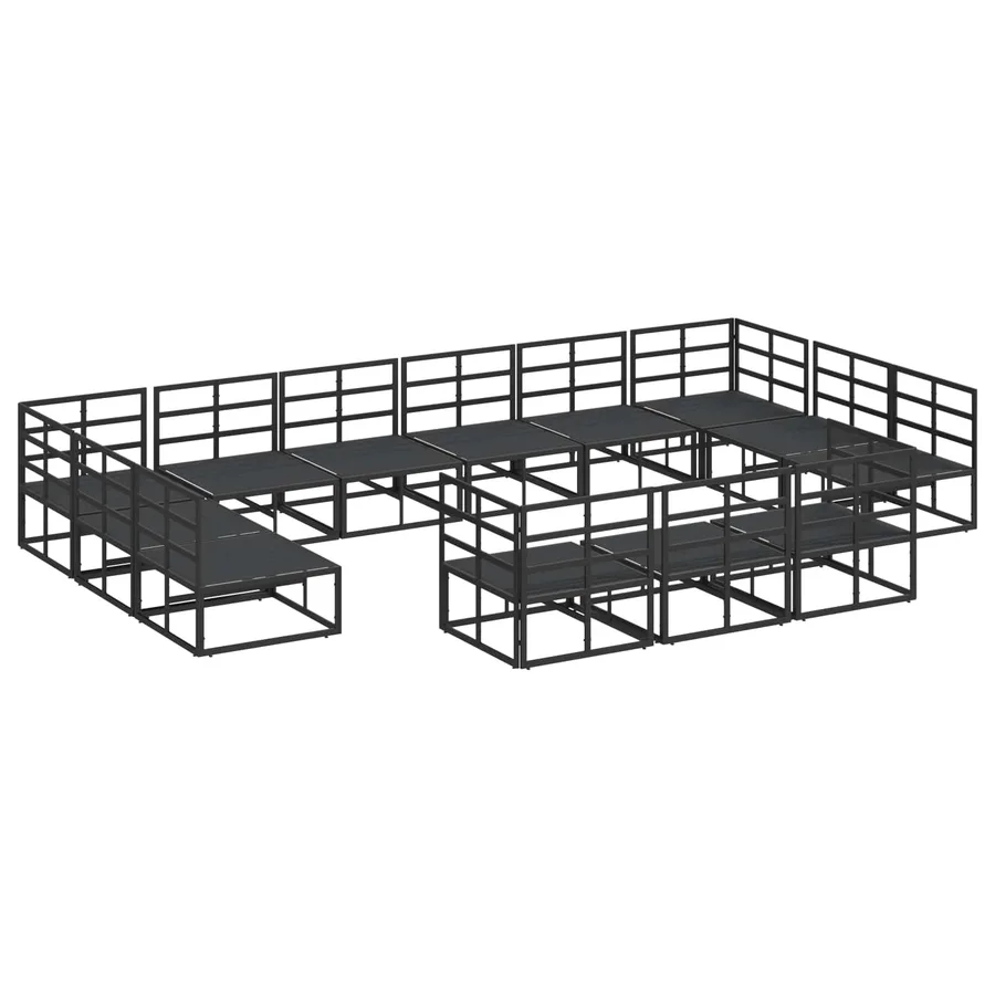 Ensemble de canapé de jardin avec coussin 13 pcs Noir Aluminium - 5