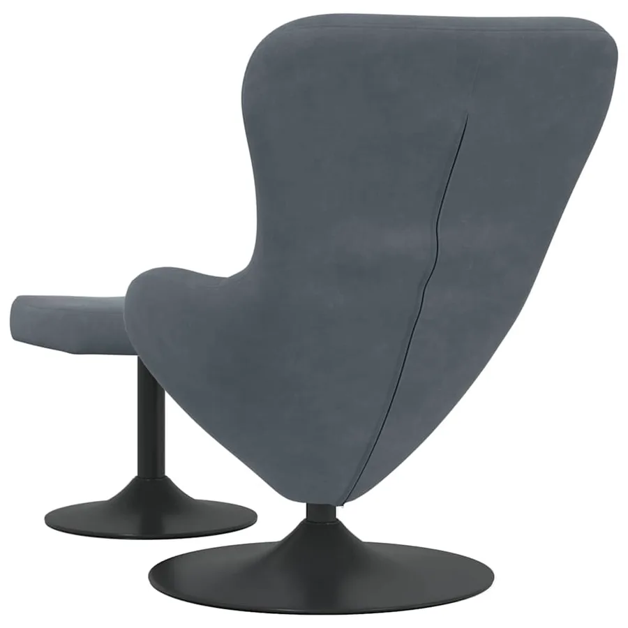 Chaise Œuf avec Pouf Gris foncé Velours - 6
