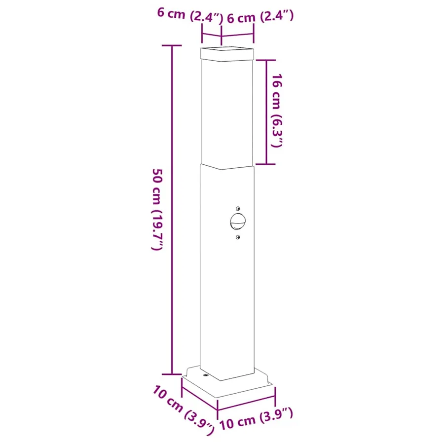 Borne lumineuse avec détecteur 50 cm en acier inoxydable IP44 - 11