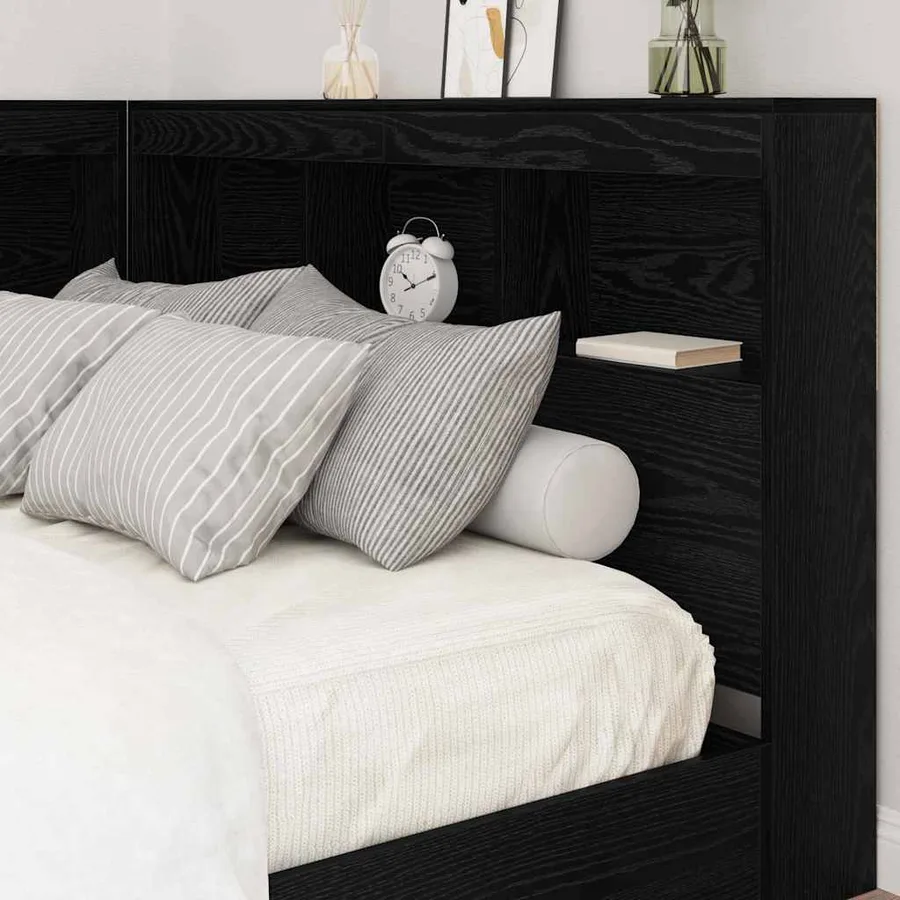 Tête de lit de rangement Chêne noir 120 cm Bois d'ingénierie - 4