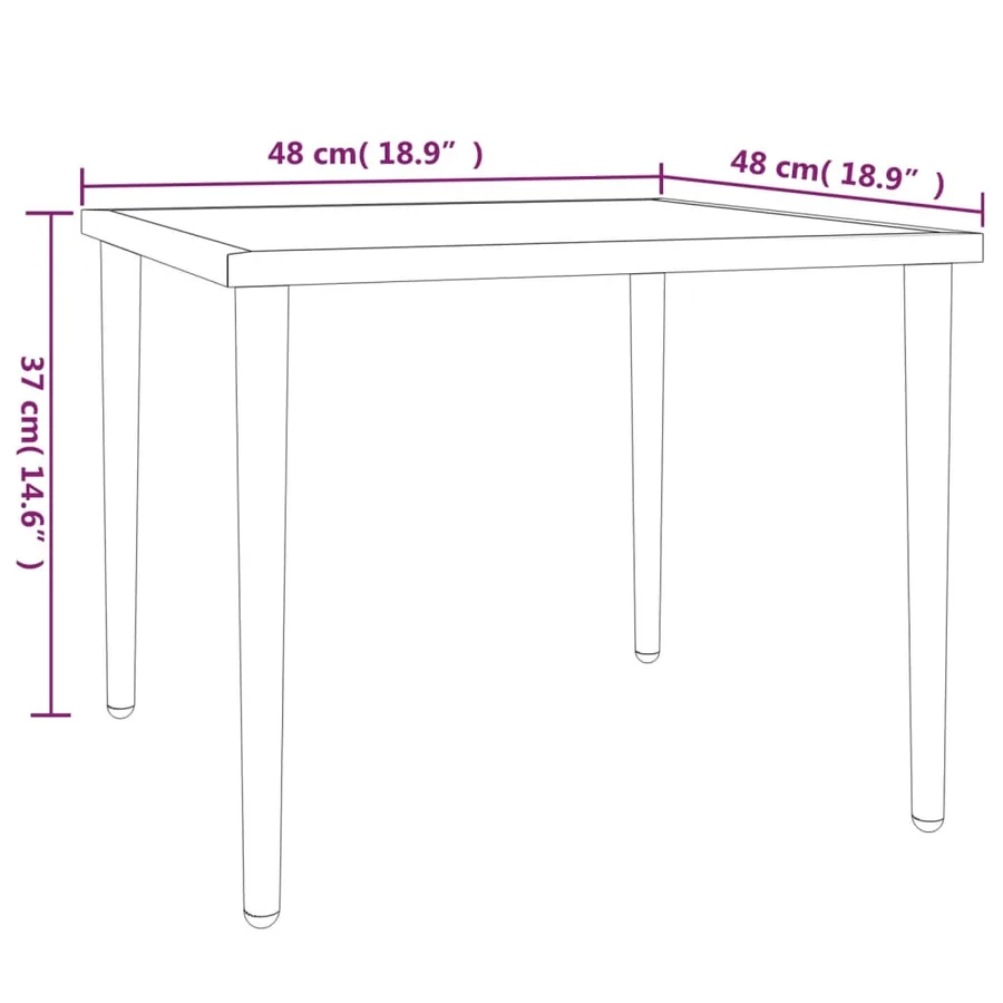 Table de jardin gris 48x48x37 cm acier - 6