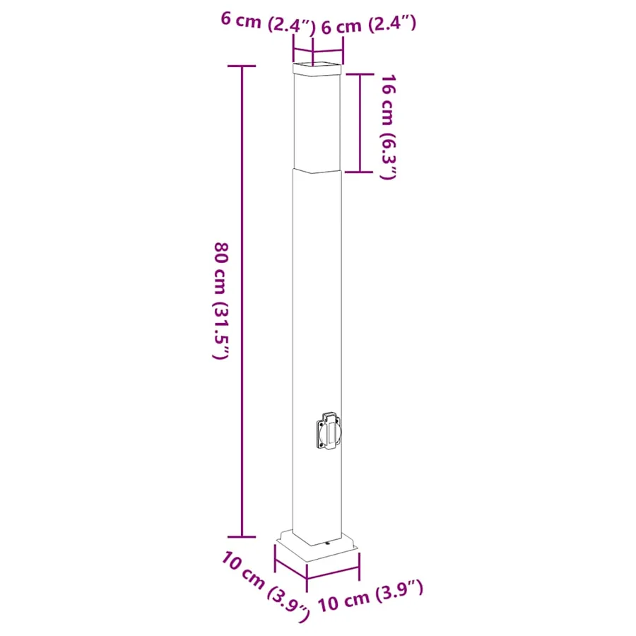 Borne lumineuse avec sortie 80 cm Noir IP44 - 12