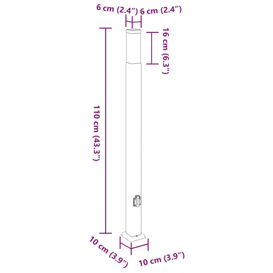 Borne lumineuse avec sortie 110 cm Noir IP44 - 12