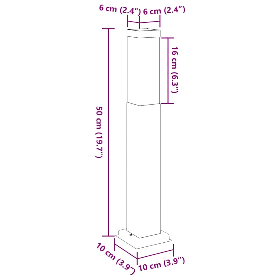 Borne lumineuse 50 cm en acier inoxydable IP44 - 10