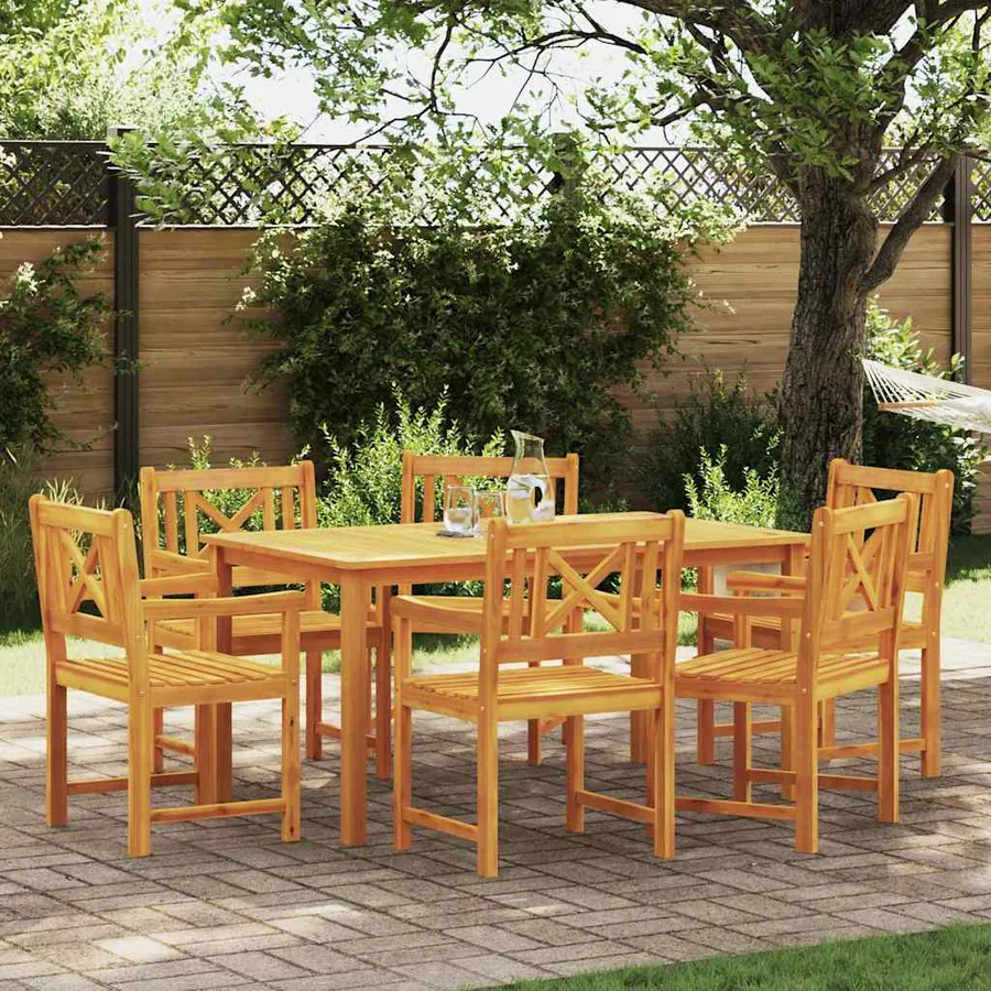 Ensemble de salle à manger pour jardin 7 pcs Marron