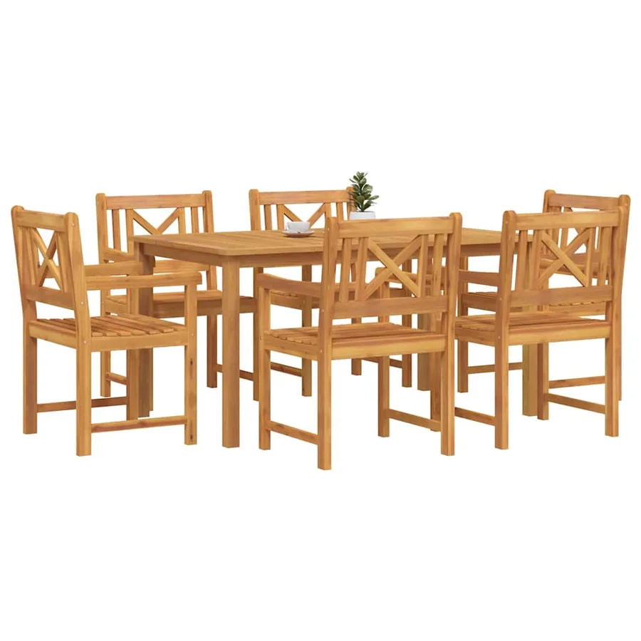 Ensemble de salle à manger pour jardin 7 pcs Marron - 3