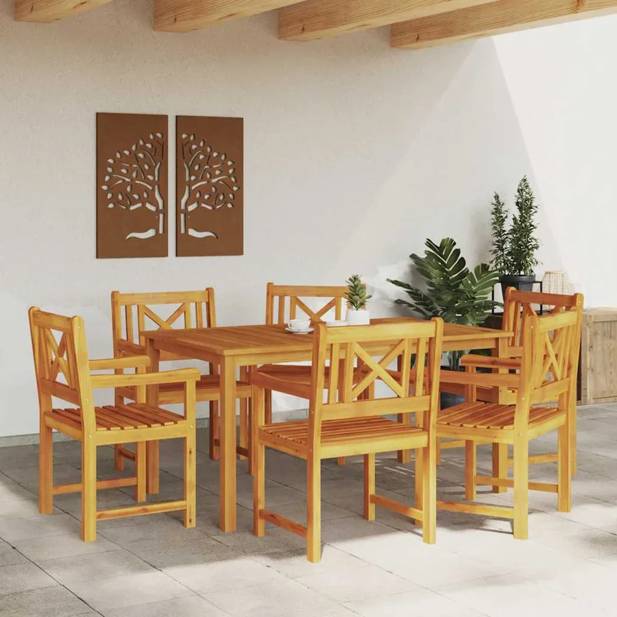 Ensemble de salle à manger pour jardin 7 pcs Marron - 4