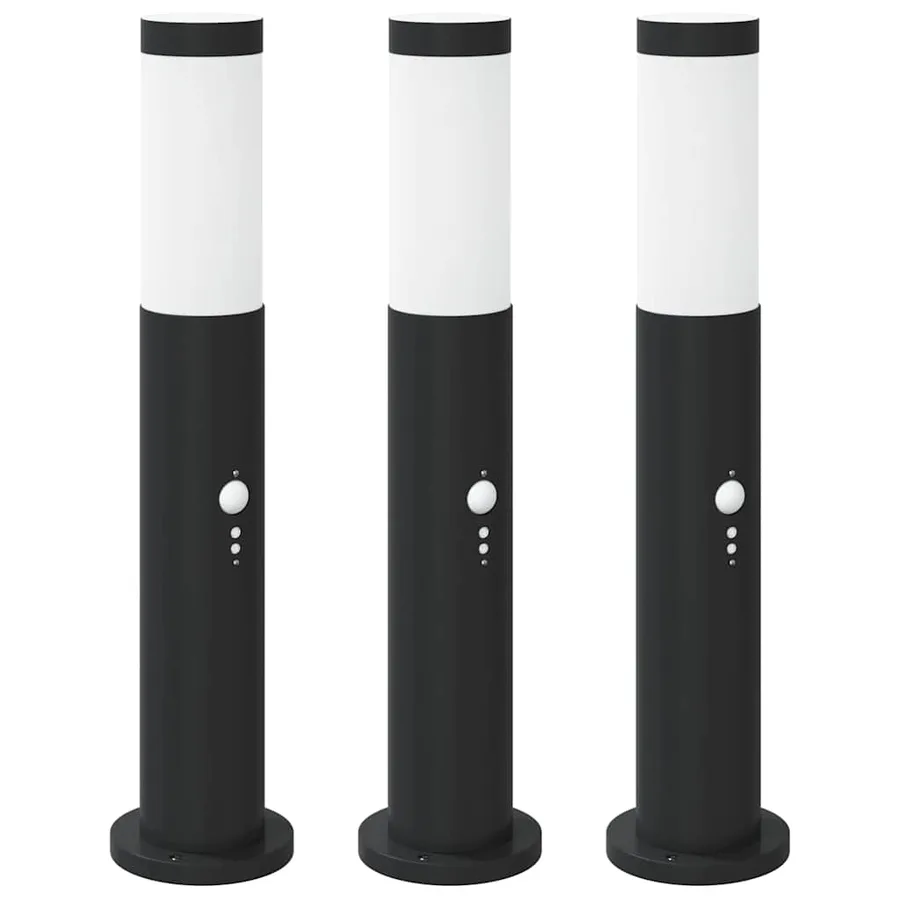 Bornes lumineuses avec détecteur lot de 3 50 cm acier inoxydable IP44 - 2