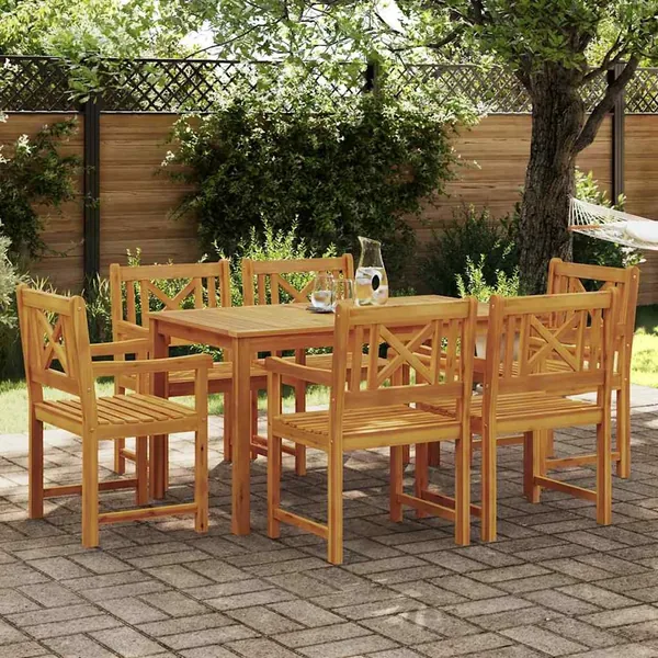 Ensemble de salle à manger pour jardin 7 pcs Marron