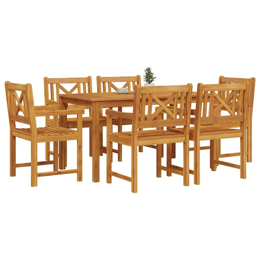 Ensemble de salle à manger pour jardin 7 pcs Marron - 3