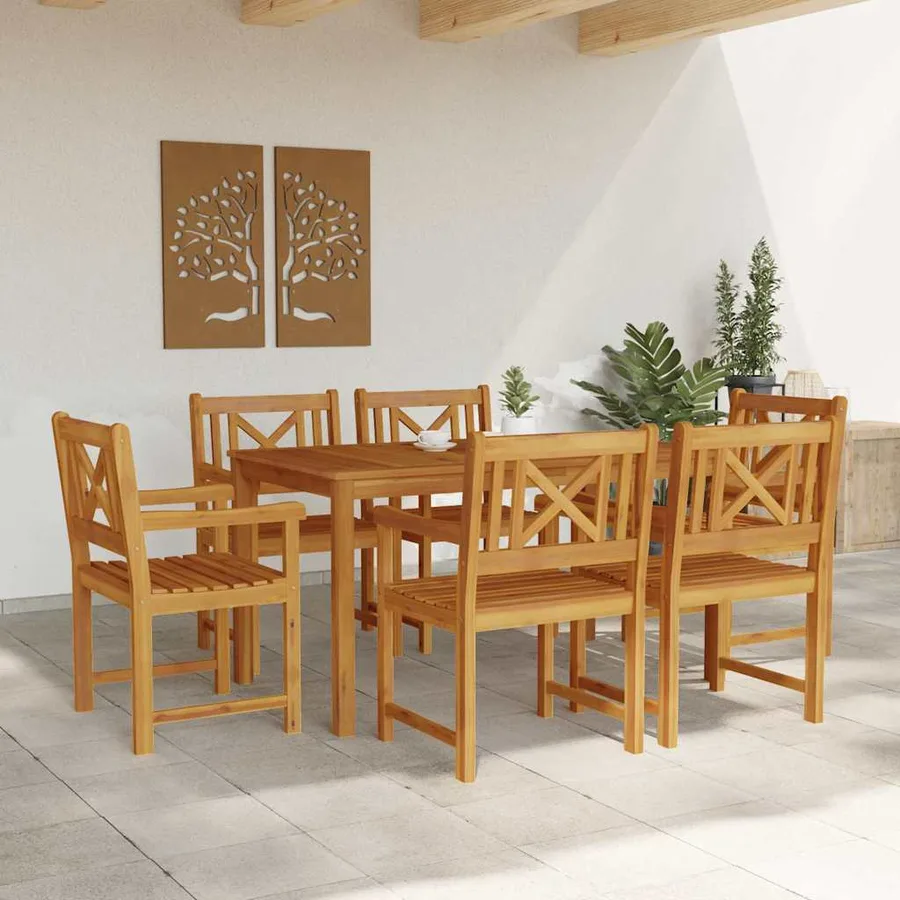 Ensemble de salle à manger pour jardin 7 pcs Marron - 4