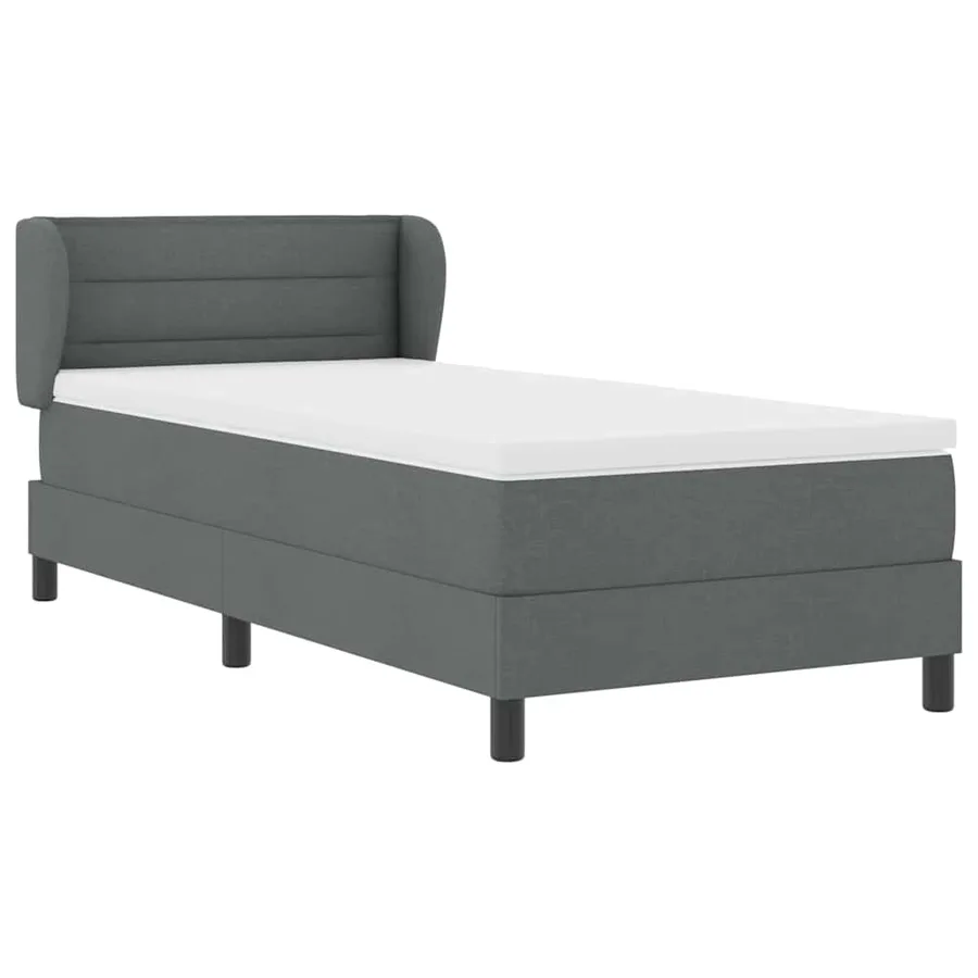 Lit à ressorts avec matelas Gris foncé 100 x 200 cm tissu - 6