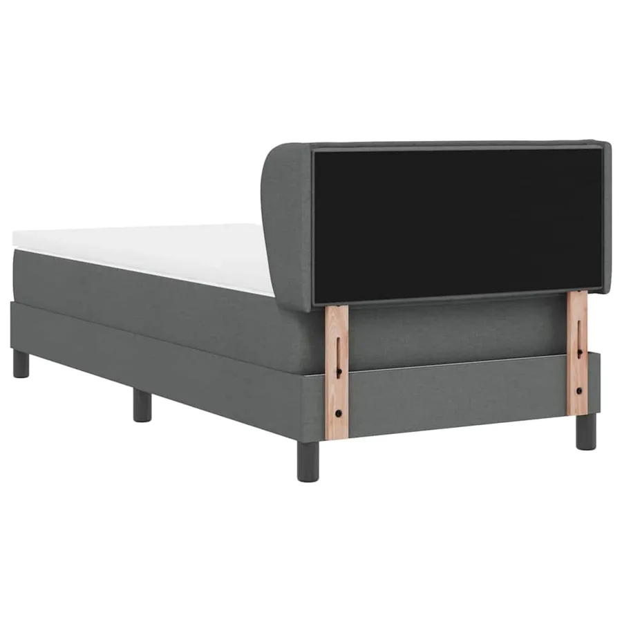 Lit à ressorts avec matelas Gris foncé 100 x 200 cm tissu - 9