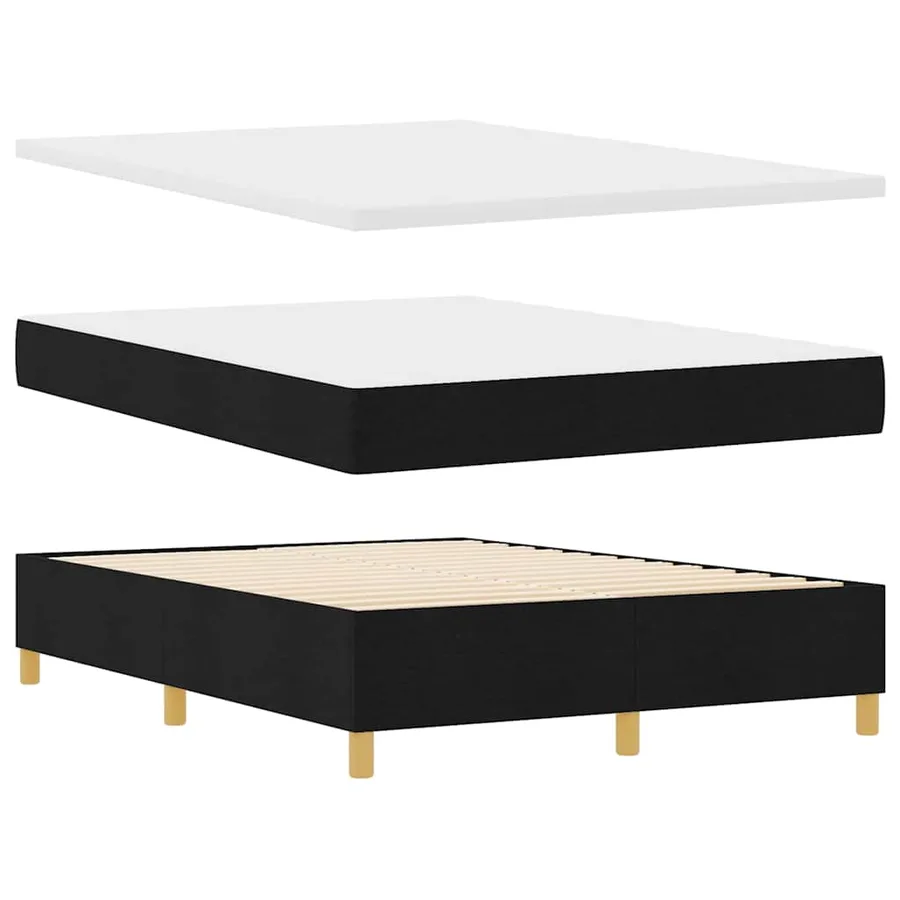 Lit à ressorts avec matelas Noir 140 x 200 cm tissu - 6