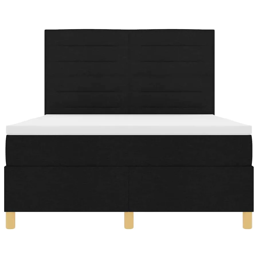 Lit à ressorts avec matelas Noir 140 x 200 cm tissu - 7