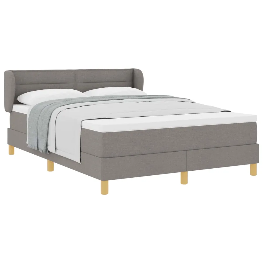 Lit à ressorts avec matelas Taupe 160 x 200 cm tissu - 2