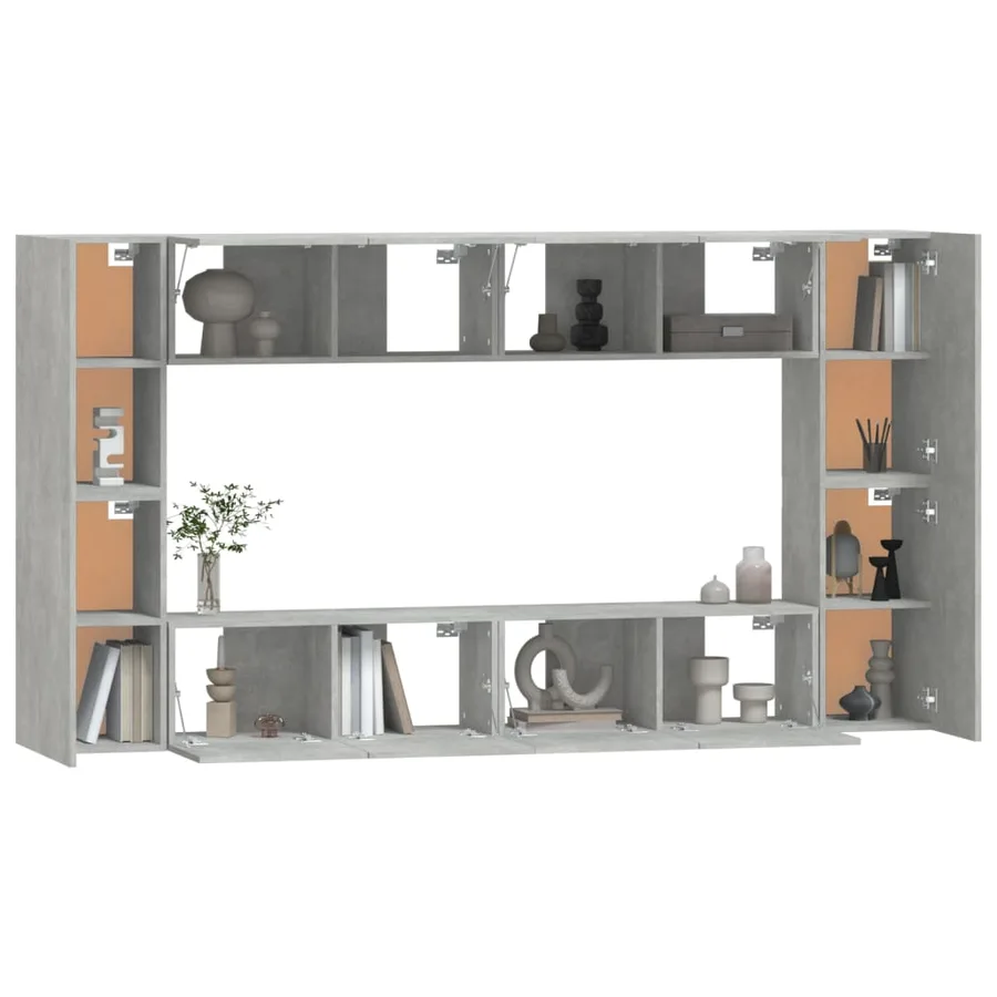 Ensemble de meubles TV 8 pcs Gris béton Bois d'ingénierie - 4
