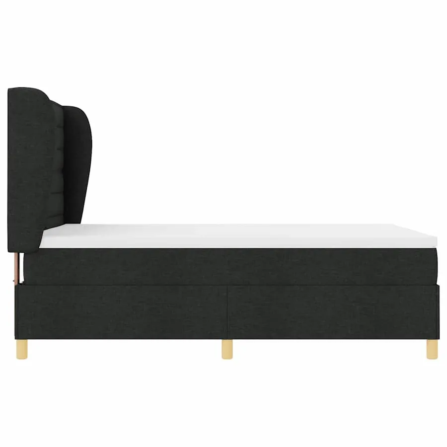 Lit à ressorts avec matelas Noir 200 x 140 cm tissu - 7