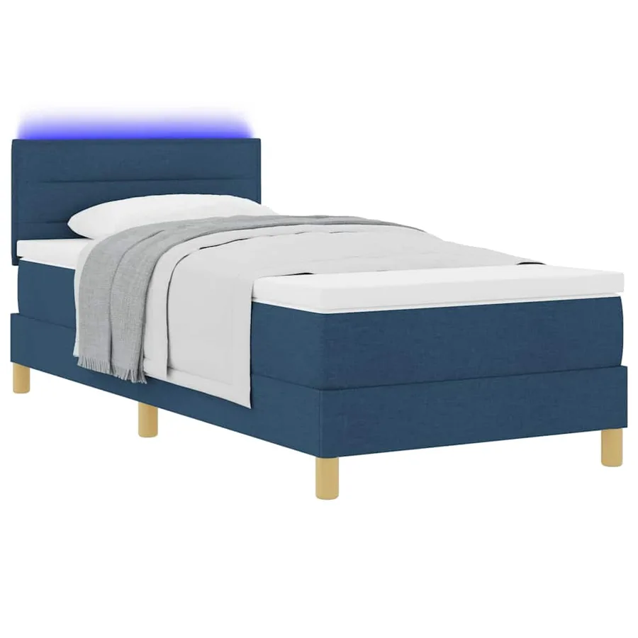 Lit à ressort LED avec bandes LED Bleu 100 x 200 cm tissu - 3