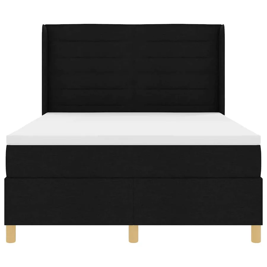 Lit à ressorts avec matelas Noir 140 x 200 cm tissu - 7