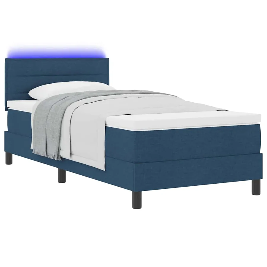 Lit à ressorts avec matelas avec LED Bleu 100 x 200 cm tissu - 3