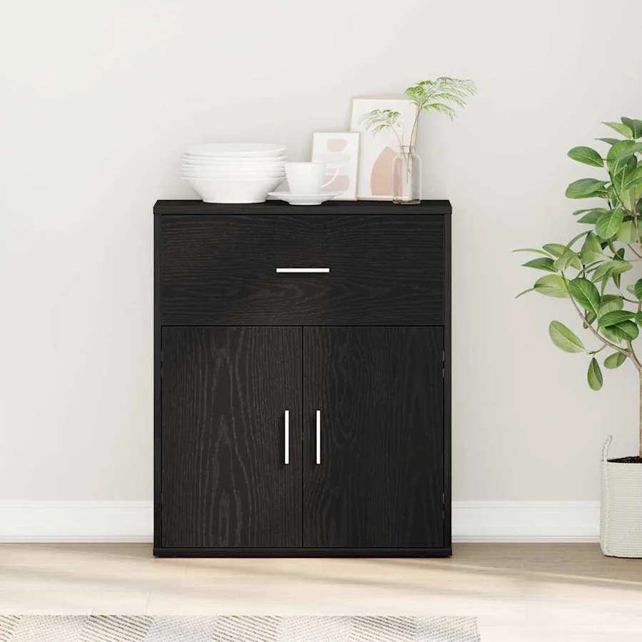 Buffet avec tiroir Chêne noir 60 x 31 x 70 cm Bois d'ingénierie
