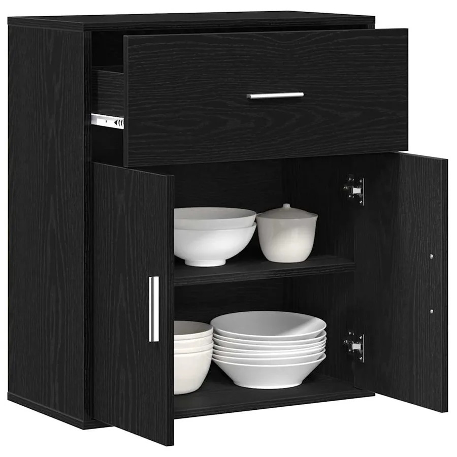 Buffet avec tiroir Chêne noir 60 x 31 x 70 cm Bois d'ingénierie - 3