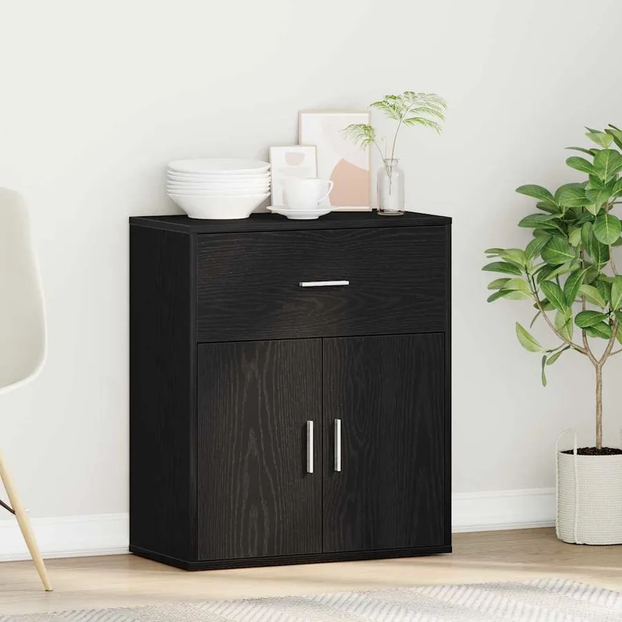 Buffet avec tiroir Chêne noir 60 x 31 x 70 cm Bois d'ingénierie - 4