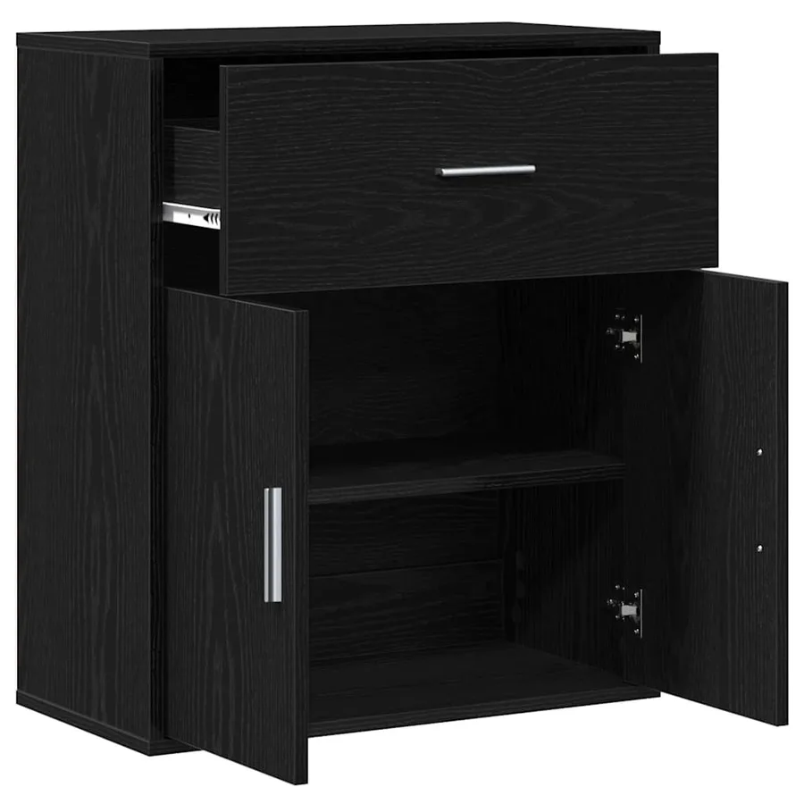 Buffet avec tiroir Chêne noir 60 x 31 x 70 cm Bois d'ingénierie - 5
