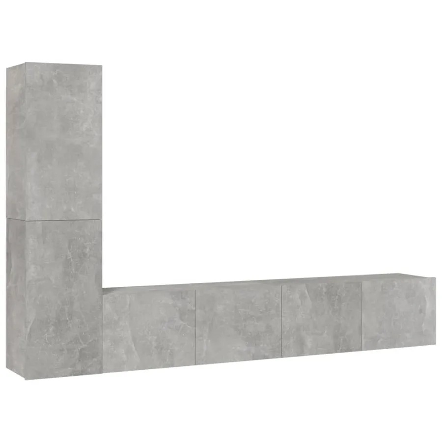 Ensemble de meubles TV 4 pcs Gris béton Bois d'ingénierie - 2