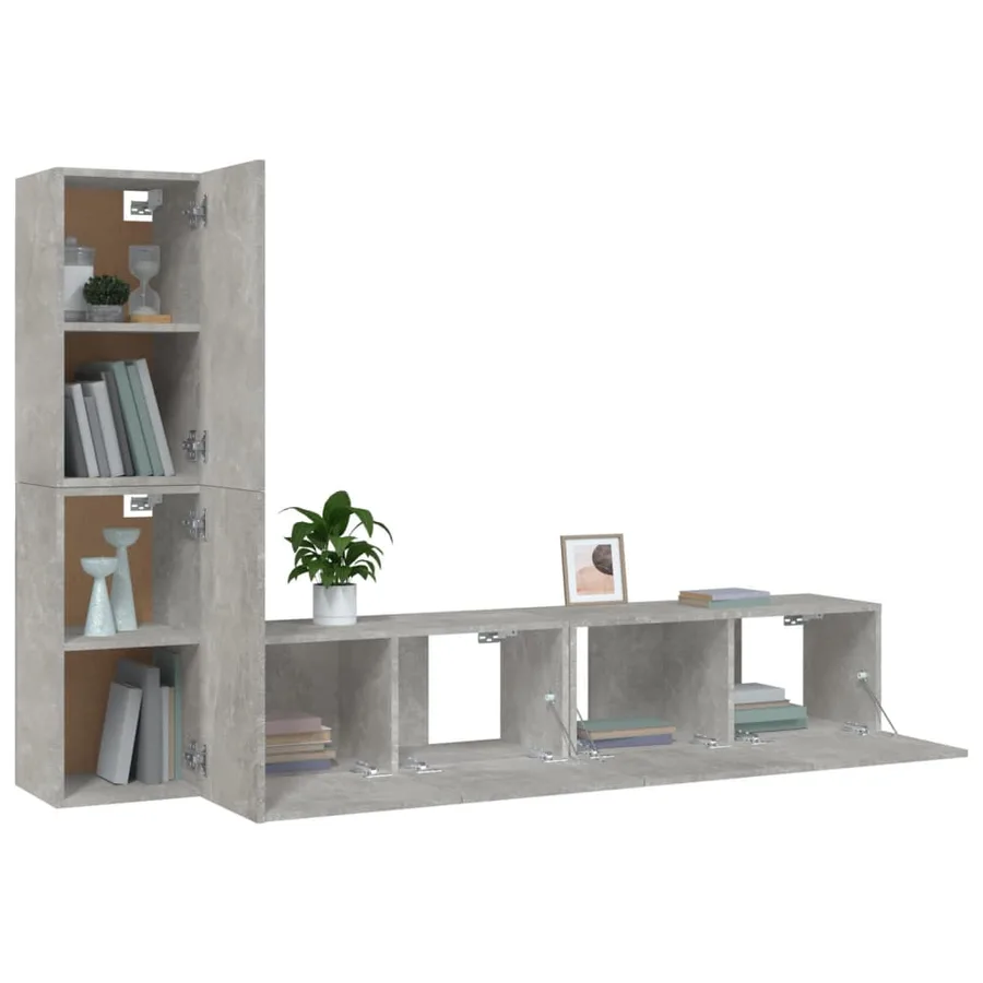 Ensemble de meubles TV 4 pcs Gris béton Bois d'ingénierie - 4