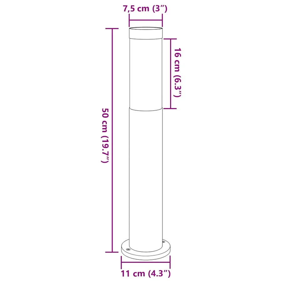 Borne lumineuse lot de 3 50 cm acier inoxydable IP44 - 9