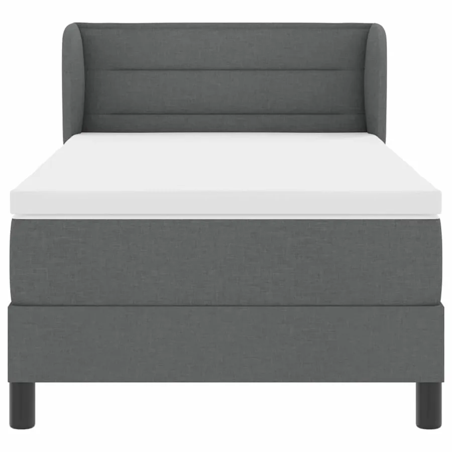 Lit à ressorts avec matelas Gris foncé 90 x 190 cm tissu - 7