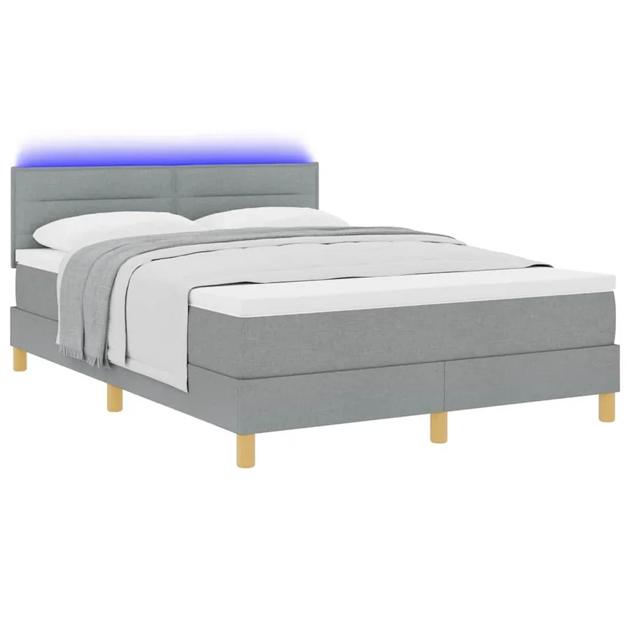 Lit à ressort LED avec bandes LED Gris clair 140 x 190 cm tissu - 3